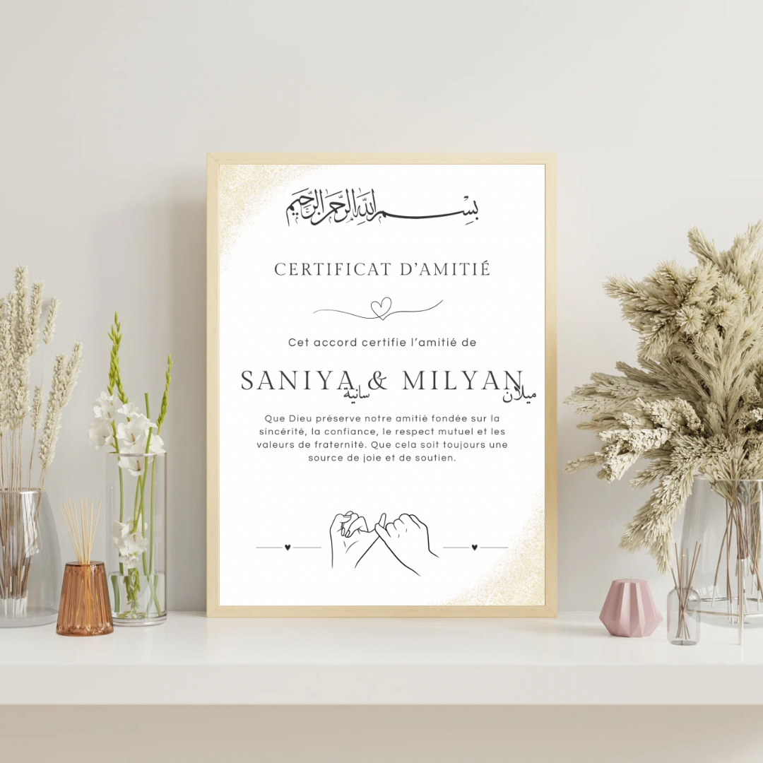 Certificat d’amitié