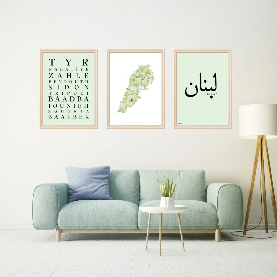 Ce trio célèbre le Liban avec finesse. À travers un design épuré et lumineux, il évoque la beauté et la richesse culturelle de ce pays emblématique.